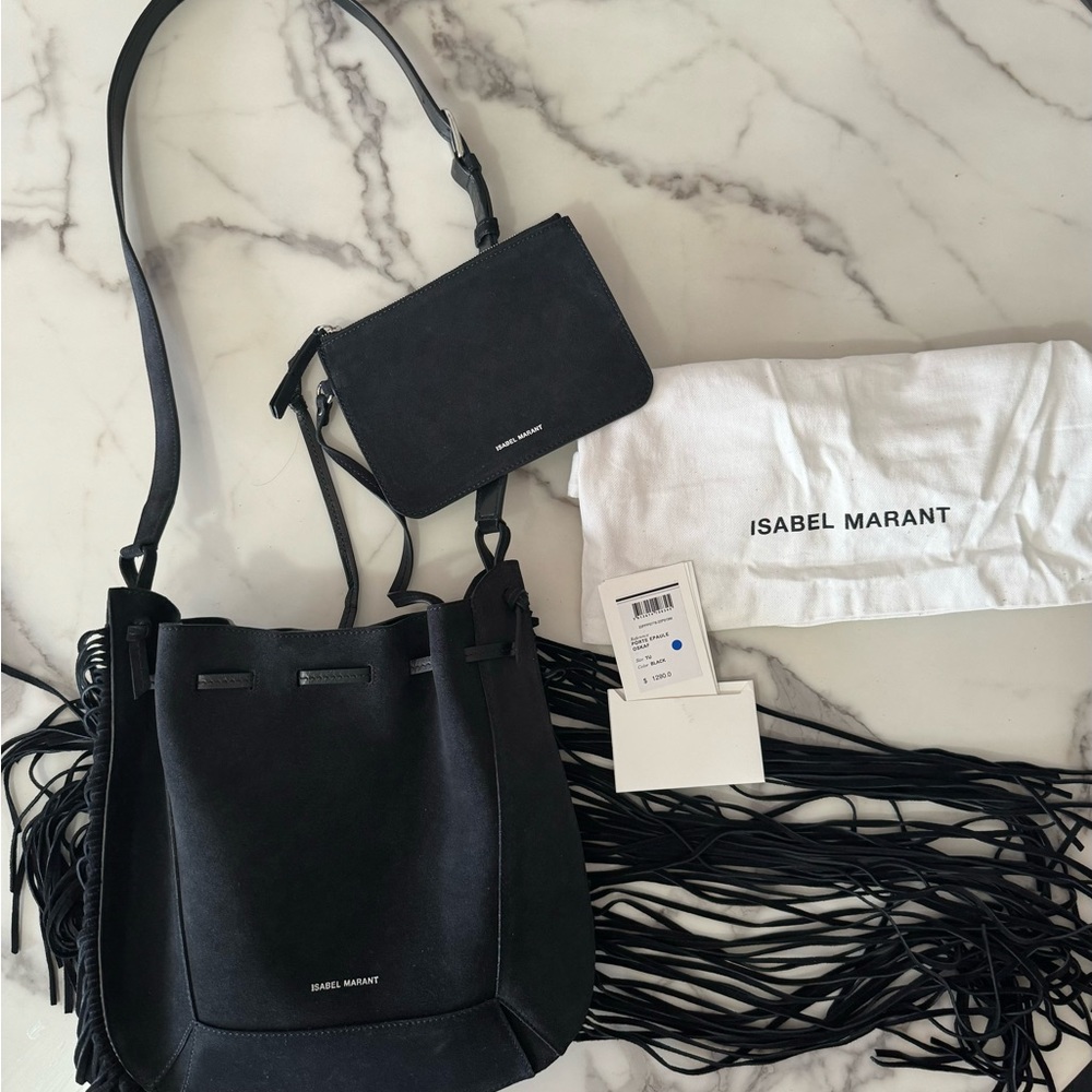 Isabel Marant Oskaf Fringe Purse - Black